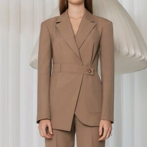 GOEN. J Asymmetric wrap wool-blend blazer size 4